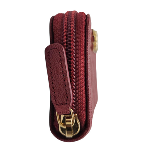 Boy Red Card Holder in Caviar Leather Light Gold hardware