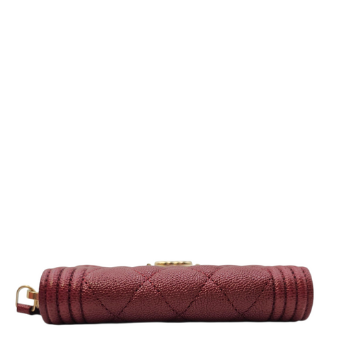 Boy Red Card Holder in Caviar Leather Light Gold hardware