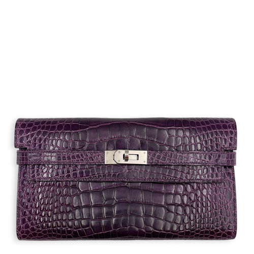 Kelly Amethyst Wallet in Shiny Alligator Palladium hardware