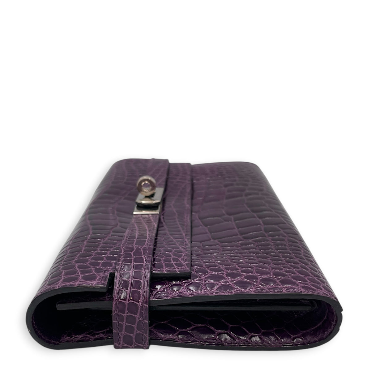 Kelly Amethyst Wallet in Shiny Alligator Palladium hardware