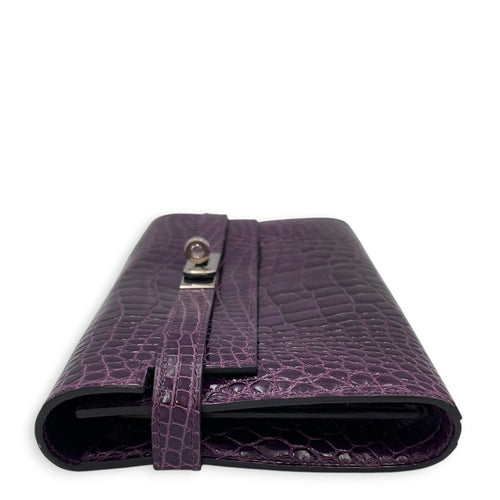 Kelly Amethyst Wallet in Shiny Alligator Palladium hardware
