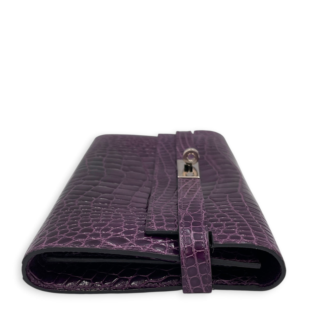Kelly Amethyst Wallet in Shiny Alligator Palladium hardware