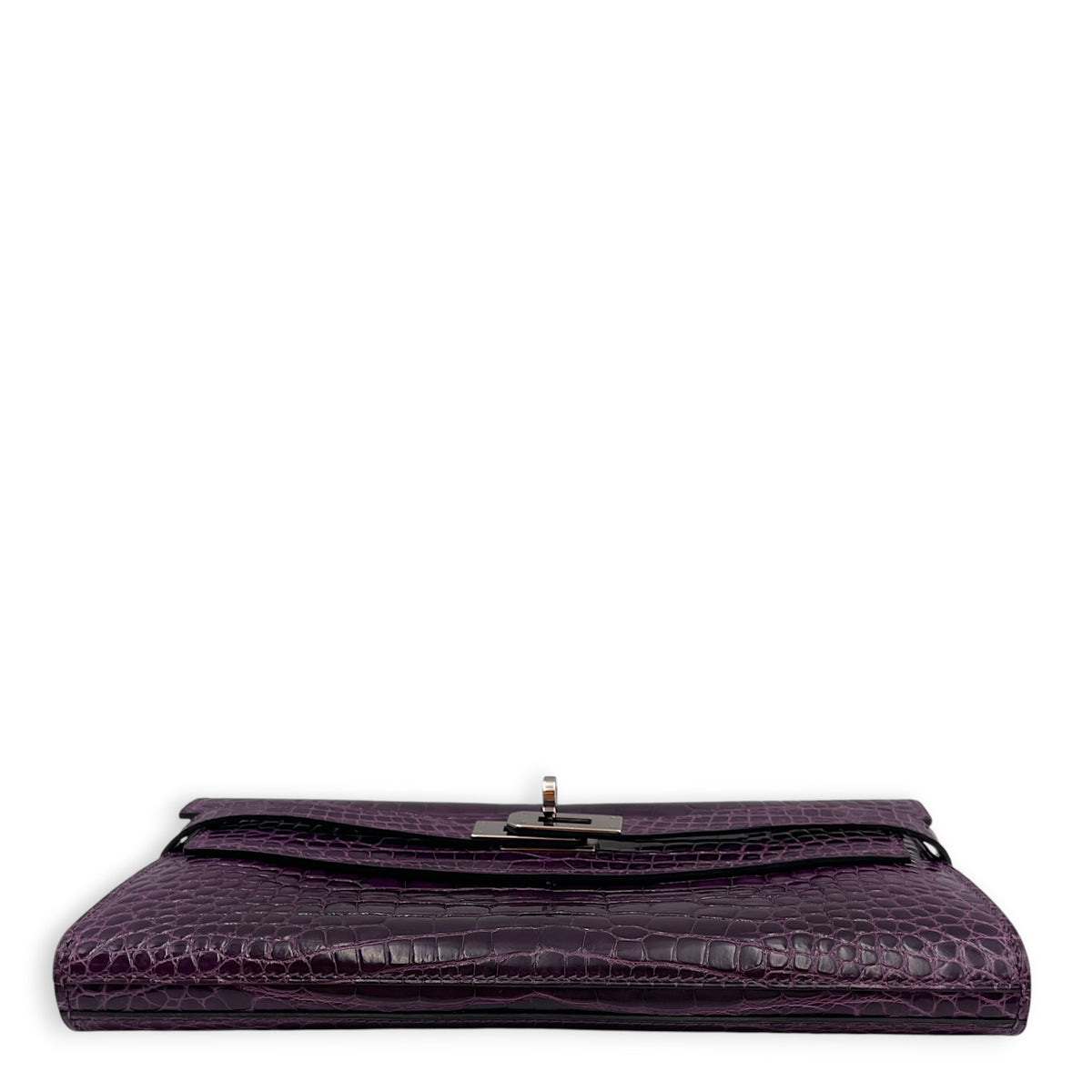 Kelly Amethyst Wallet in Shiny Alligator Palladium hardware