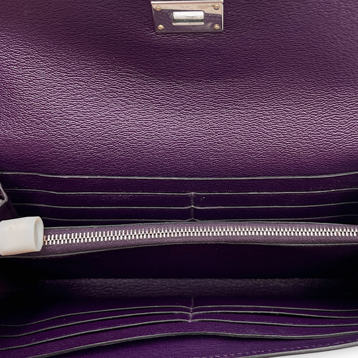 Kelly Amethyst Wallet in Shiny Alligator Palladium hardware