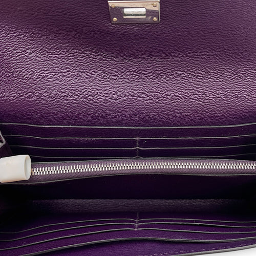 Kelly Amethyst Wallet in Shiny Alligator Palladium hardware