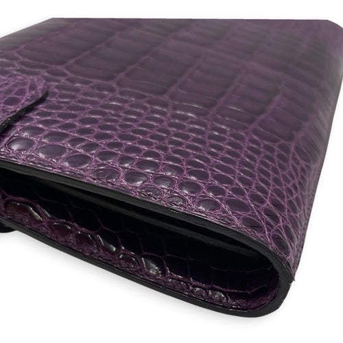 Kelly Amethyst Wallet in Shiny Alligator Palladium hardware