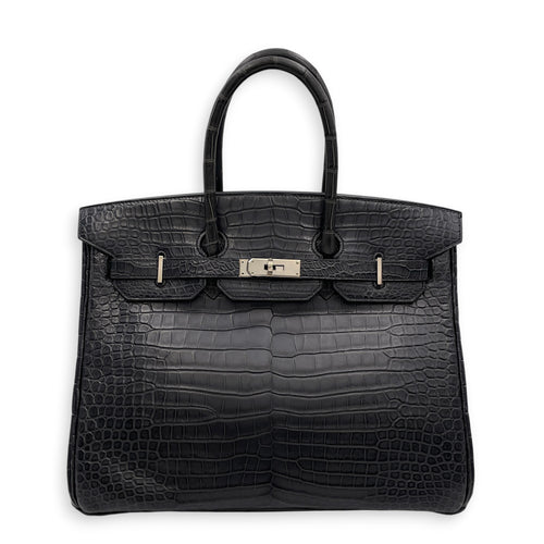 Birkin 35 Graphite in Matte Porosus Palladium hardware