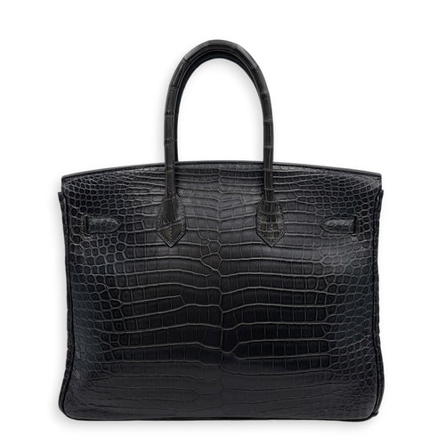 Birkin 35 Graphite in Matte Porosus Palladium hardware