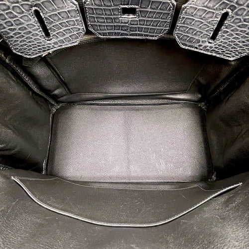 Birkin 35 Graphite in Matte Porosus Palladium hardware
