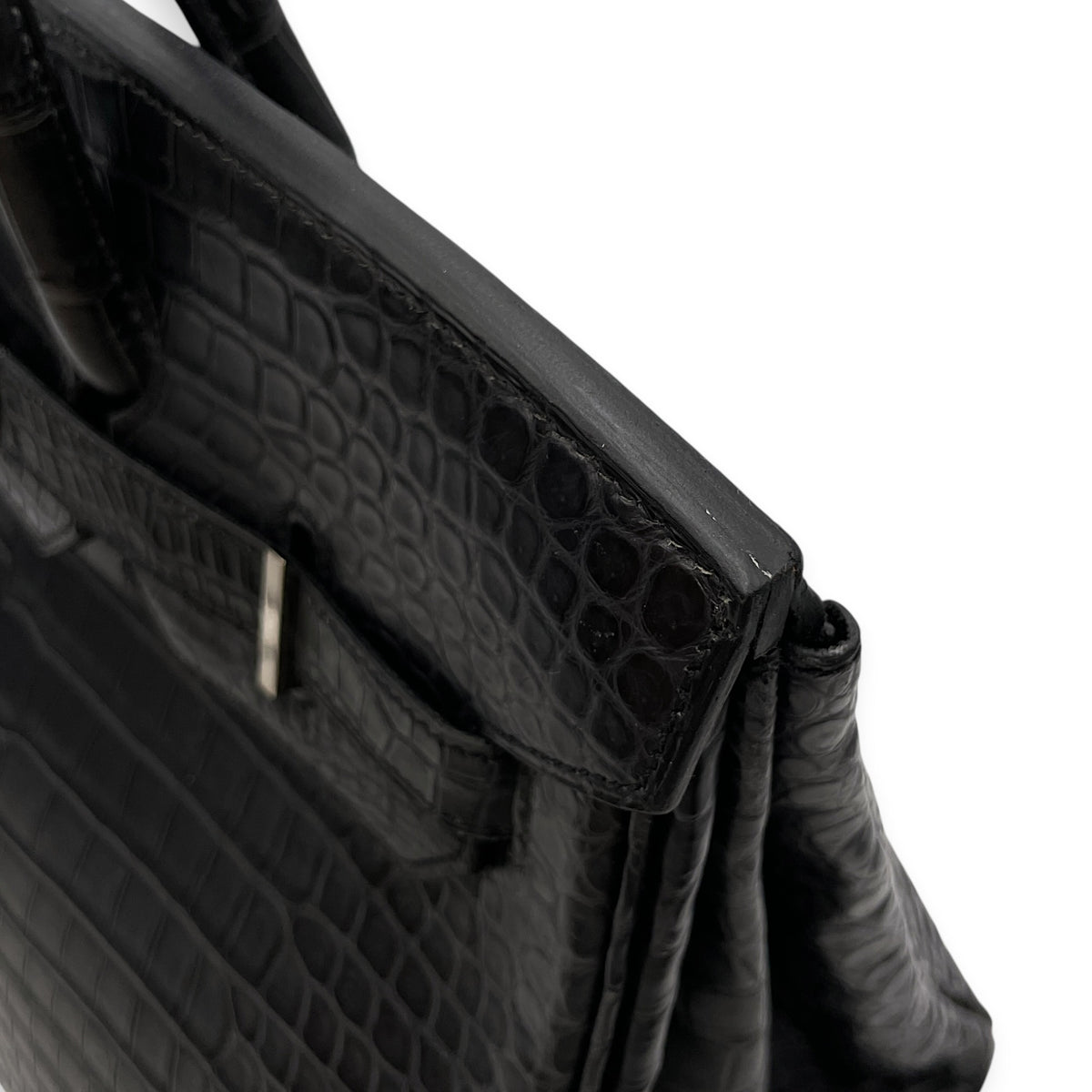 Birkin 35 Graphite in Matte Porosus Palladium hardware