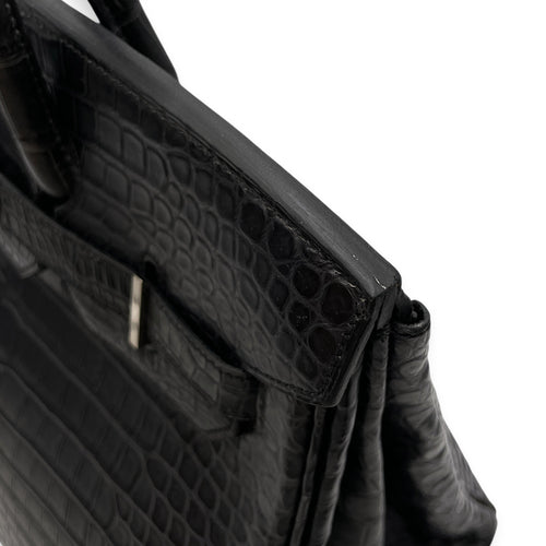 Birkin 35 Graphite in Matte Porosus Palladium hardware