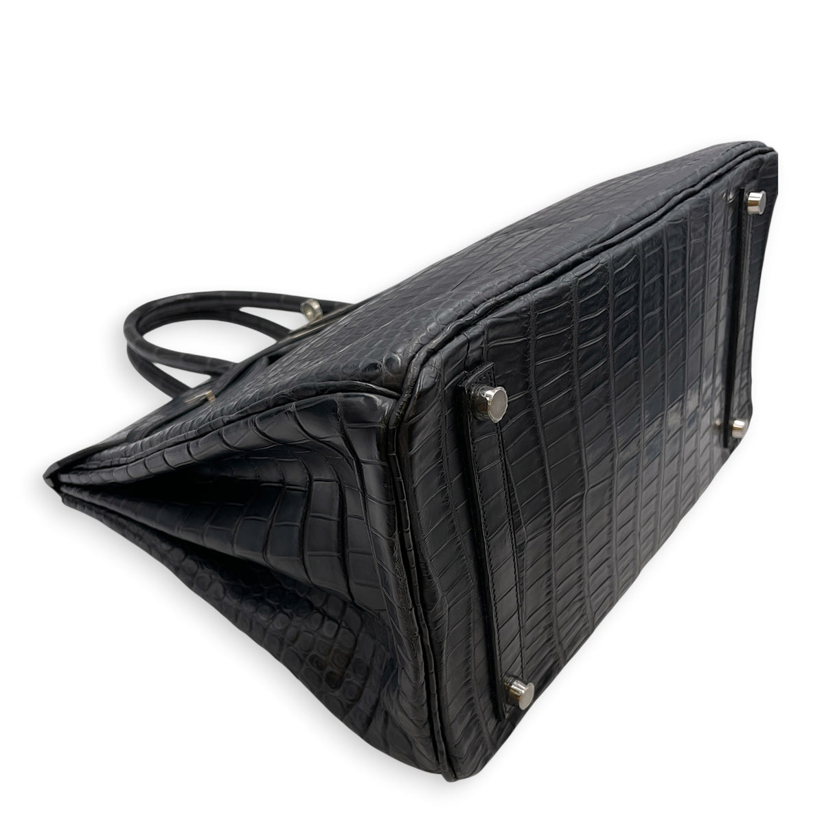 Birkin 35 Graphite in Matte Porosus Palladium hardware