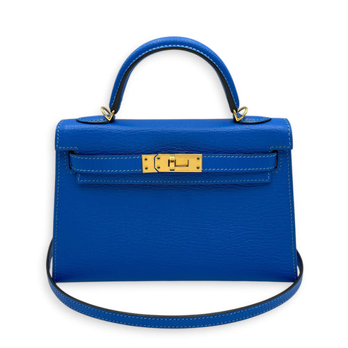 Sellier Kelly 20 Bleu Hydra in Chevre Mysore Gold hardware