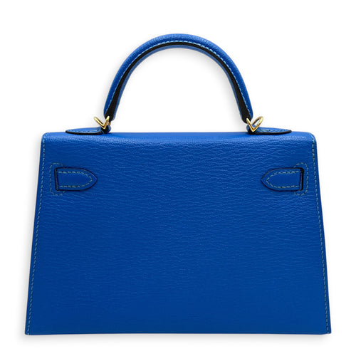 Sellier Kelly 20 Bleu Hydra in Chevre Mysore Gold hardware