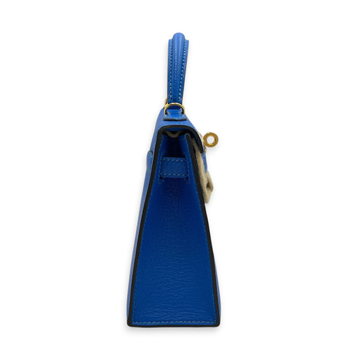Sellier Kelly 20 Bleu Hydra in Chevre Mysore Gold hardware