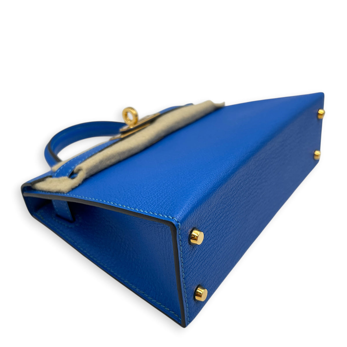 Sellier Kelly 20 Bleu Hydra in Chevre Mysore Gold hardware