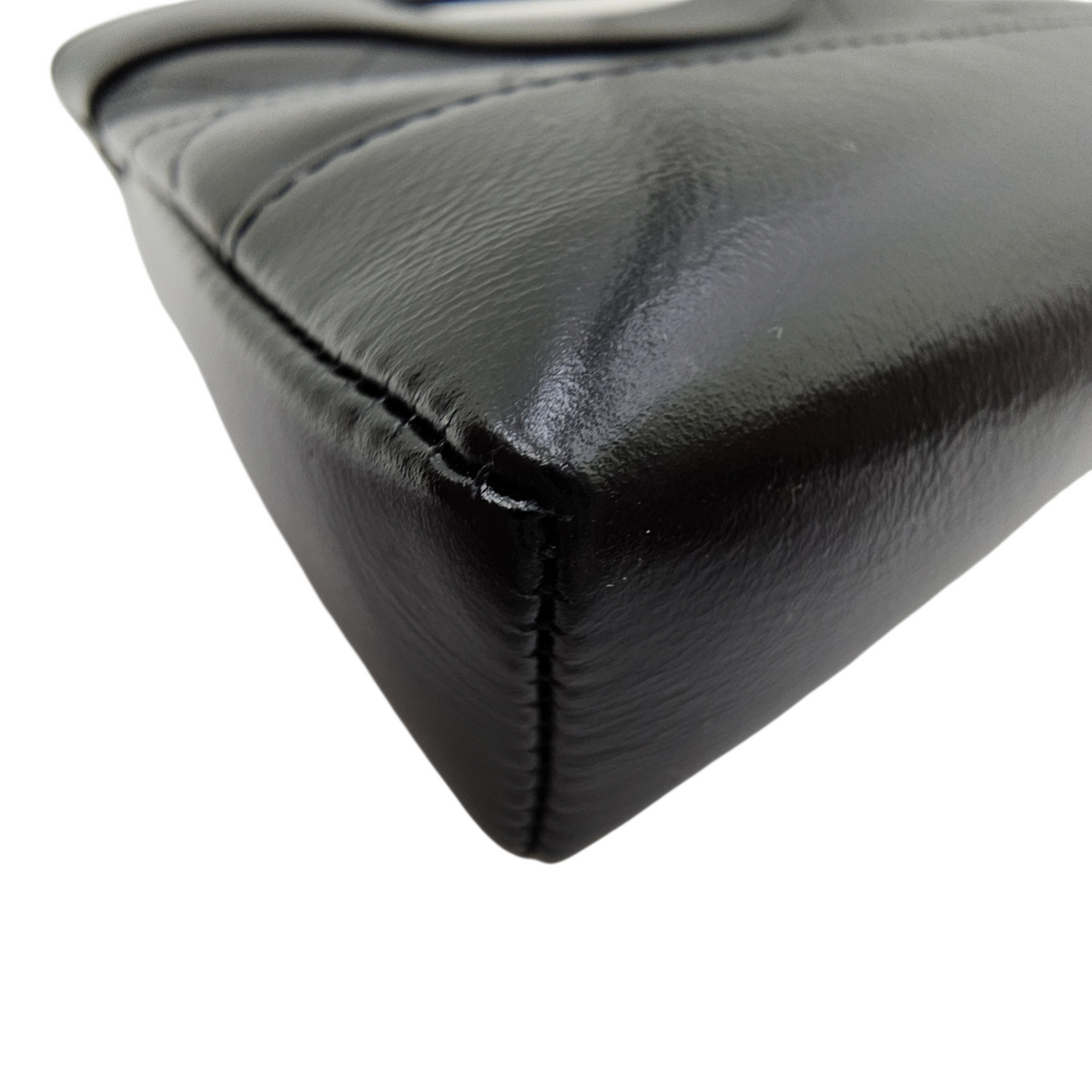 31 Nano  Black Top Handle Bag in Calfskin Light Gold hardware