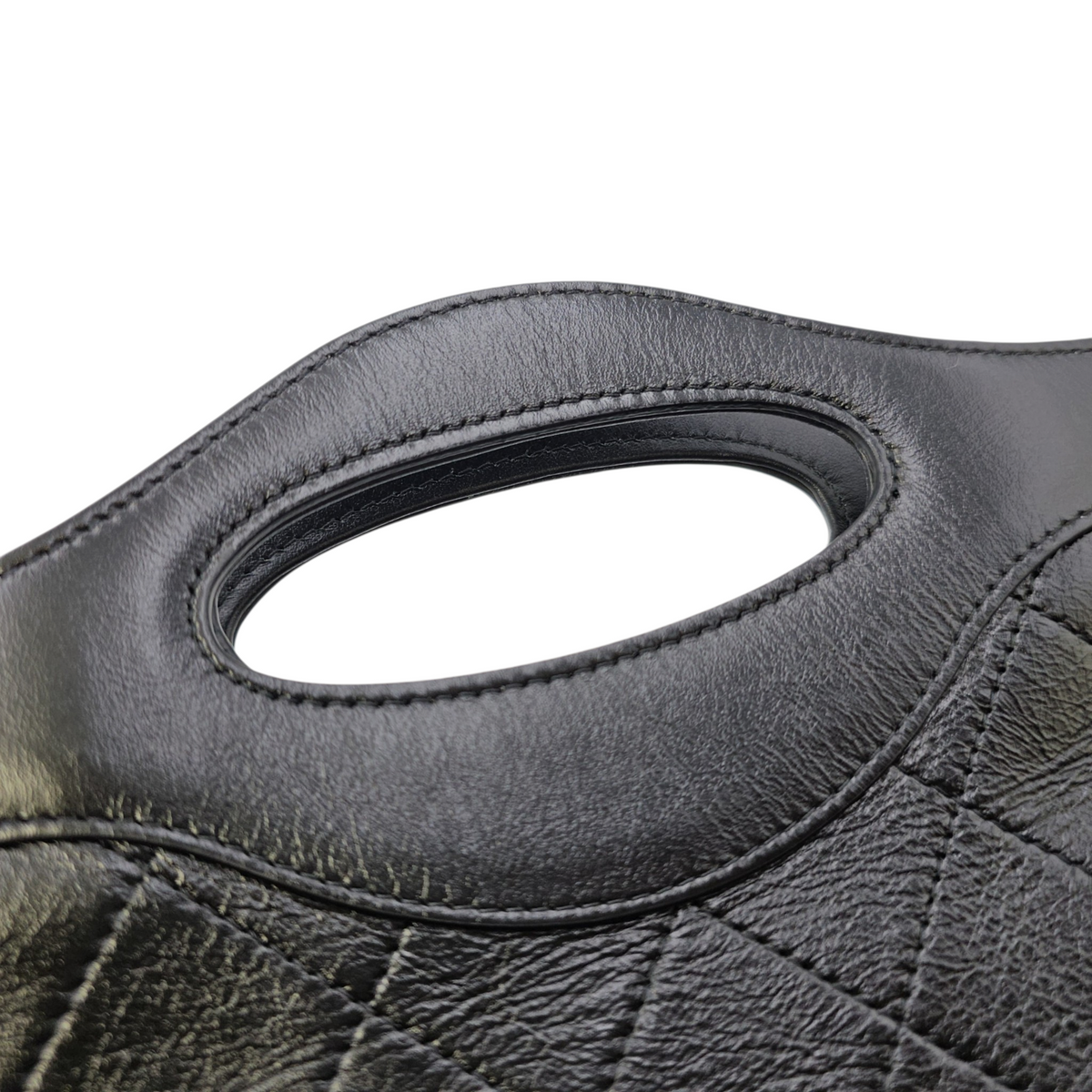 31 Nano  Black Top Handle Bag in Calfskin Light Gold hardware