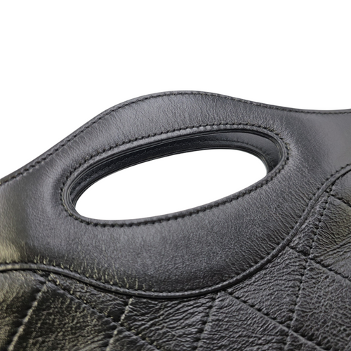 31 Nano  Black Top Handle Bag in Calfskin Light Gold hardware