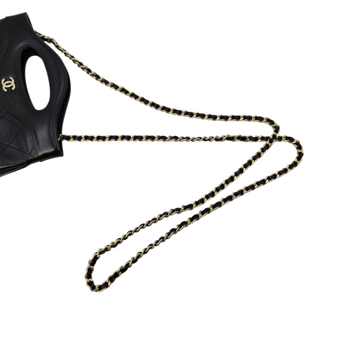 31 Nano  Black Top Handle Bag in Calfskin Light Gold hardware