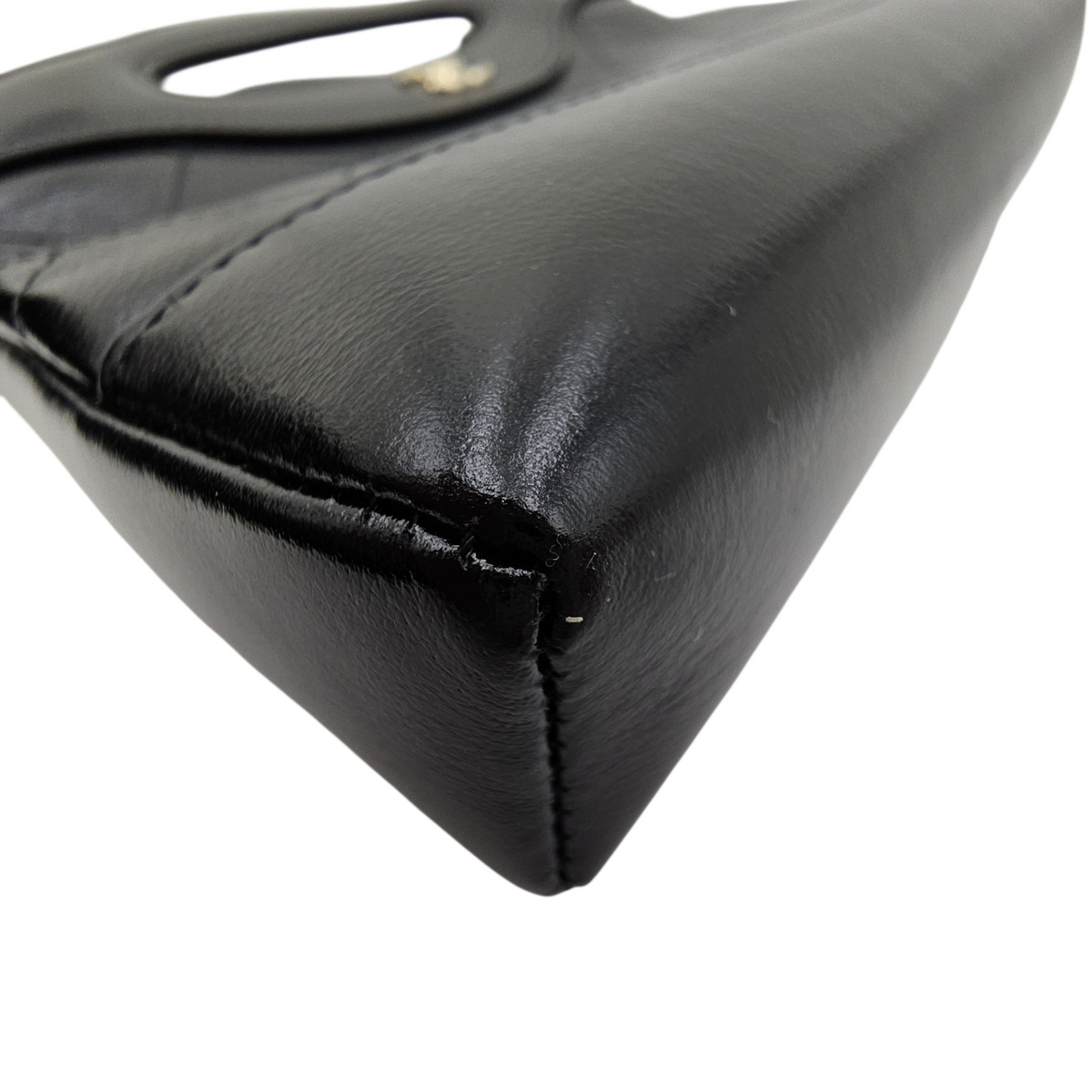 31 Nano  Black Top Handle Bag in Calfskin Light Gold hardware