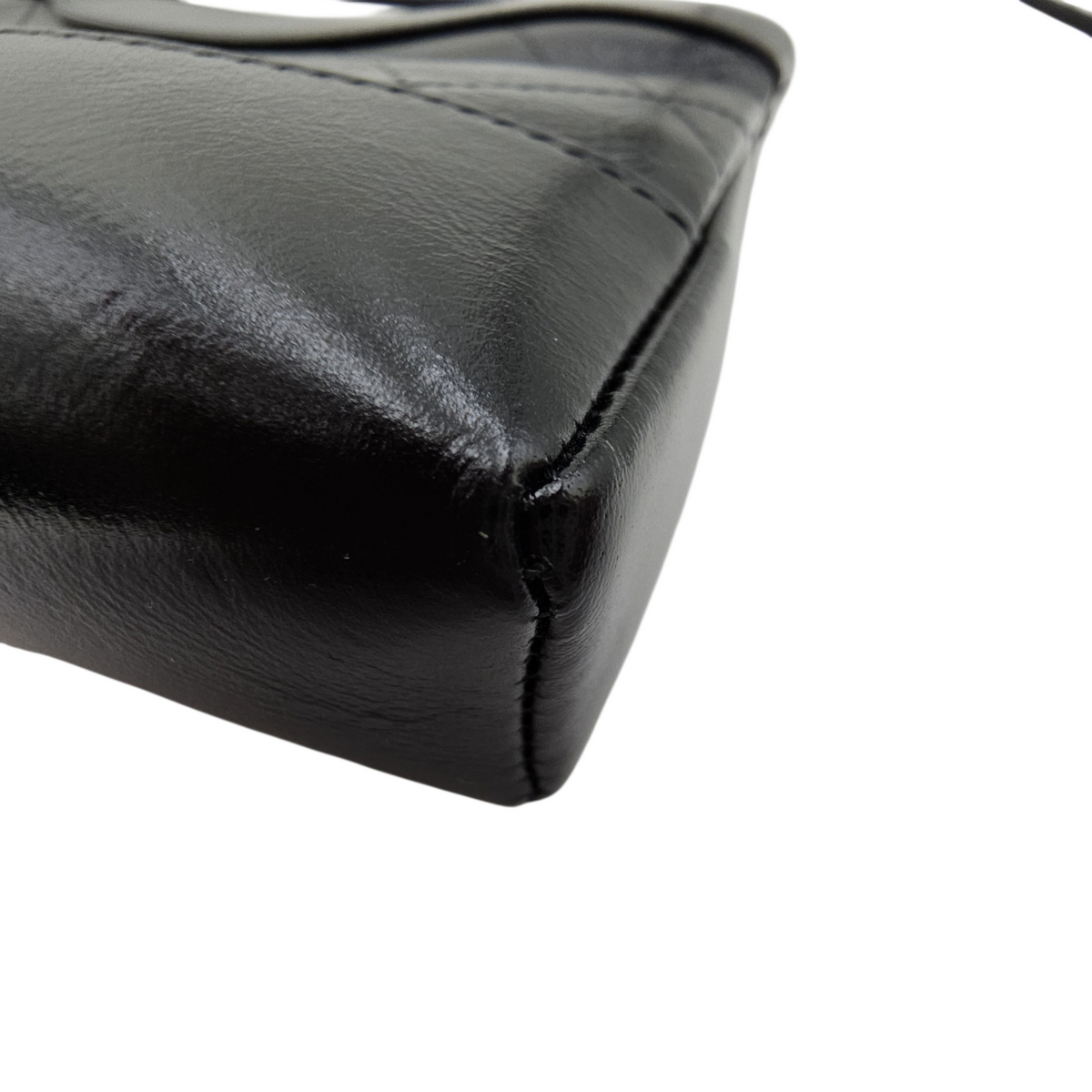 31 Nano  Black Top Handle Bag in Calfskin Light Gold hardware
