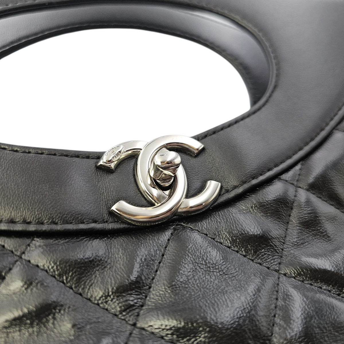 31 Shopping Tote Large Black Top Handle Bag in Calfskin Silver hardware