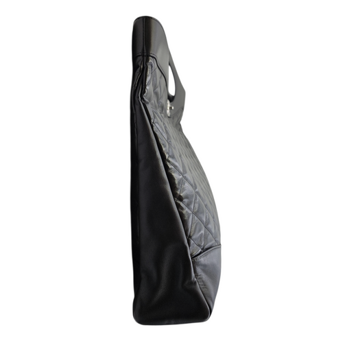 31 Shopping Tote Large Black Top Handle Bag in Calfskin Silver hardware
