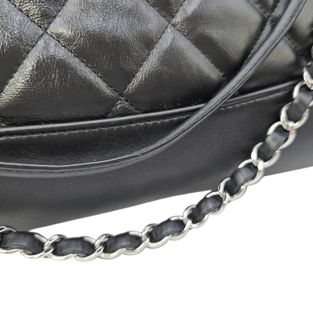 31 Shopping Tote Large Black Top Handle Bag in Calfskin Silver hardware