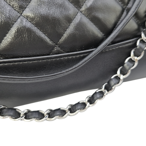31 Shopping Tote Large Black Top Handle Bag in Calfskin Silver hardware