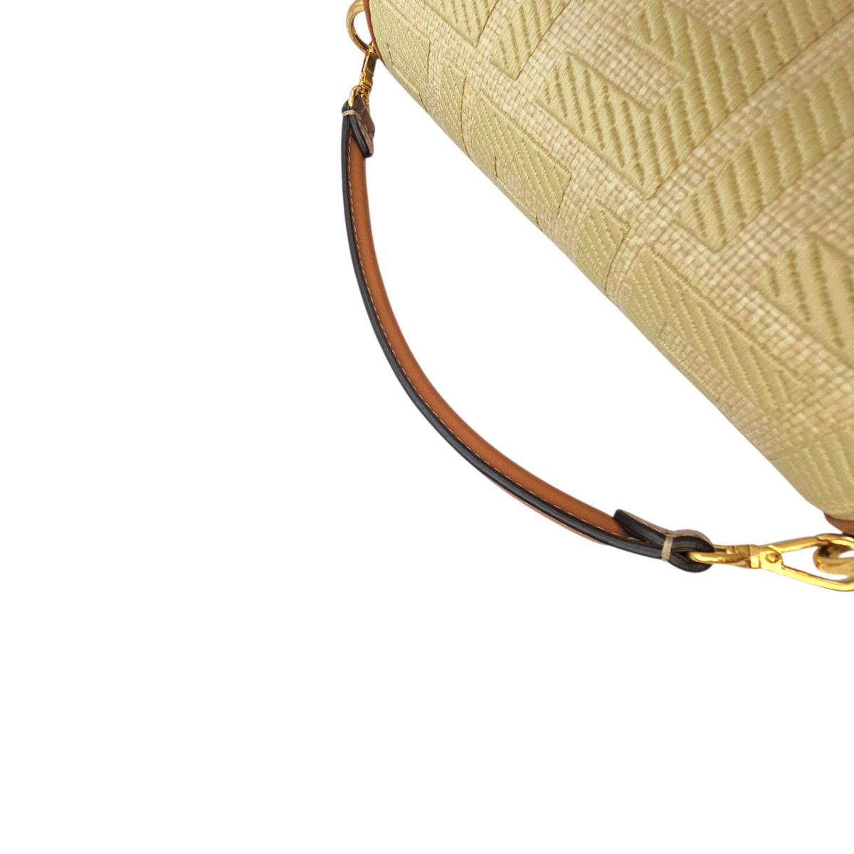 Baguette Beige Shoulder Bag in Raffia Gold hardware