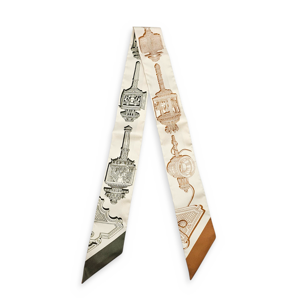 Merveilleuses Lanternes Creme/Kaki/Caramel Twilly (Pair)