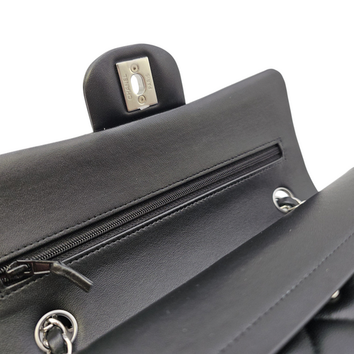 Classic (Double Flap) Small Black Shoulder Bag in Lambskin Silver hardware