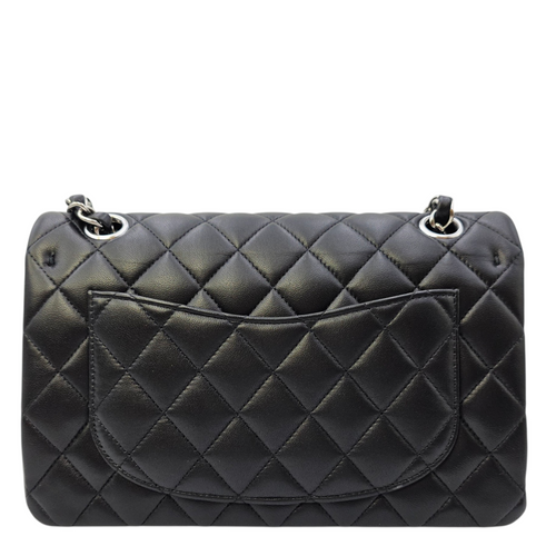 Classic (Double Flap) Small Black Shoulder Bag in Lambskin Silver hardware