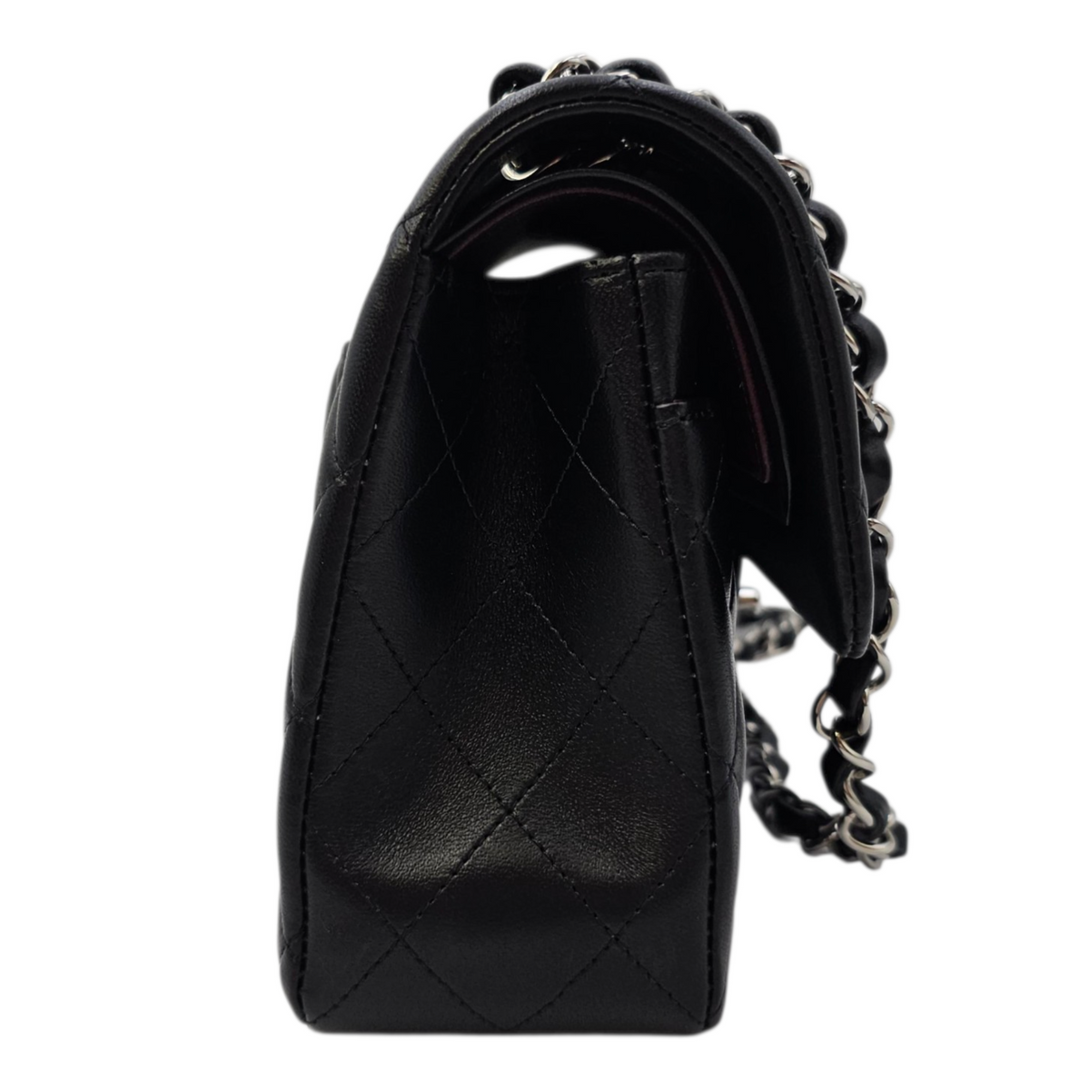 Classic (Double Flap) Small Black Shoulder Bag in Lambskin Silver hardware