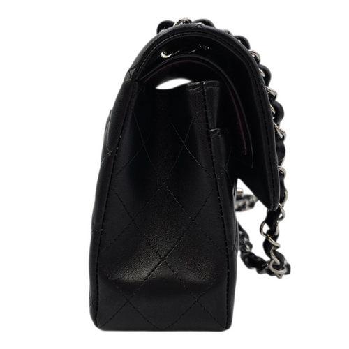 Classic (Double Flap) Small Black Shoulder Bag in Lambskin Silver hardware