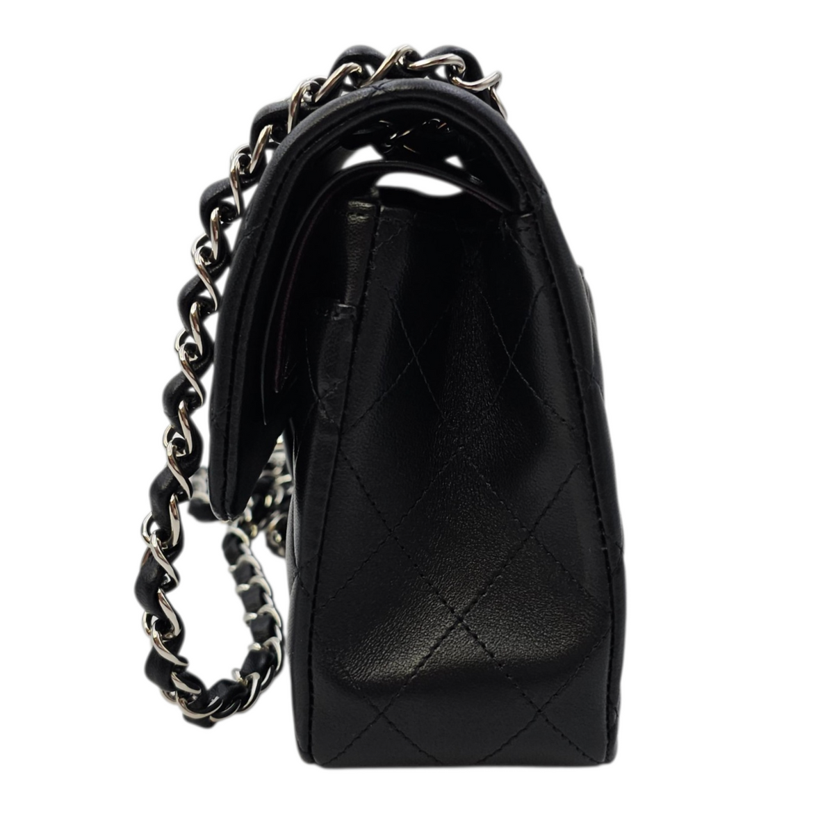 Classic (Double Flap) Small Black Shoulder Bag in Lambskin Silver hardware