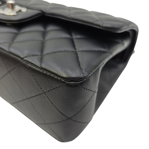Classic (Double Flap) Small Black Shoulder Bag in Lambskin Silver hardware