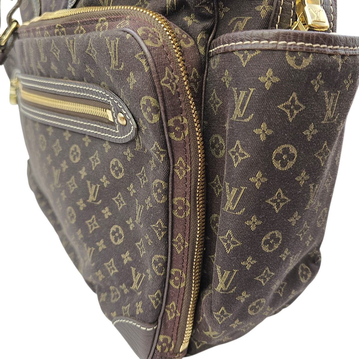 Lin Sac A Langer  Mini Brown Duffle Bag in Canvas Gold hardware