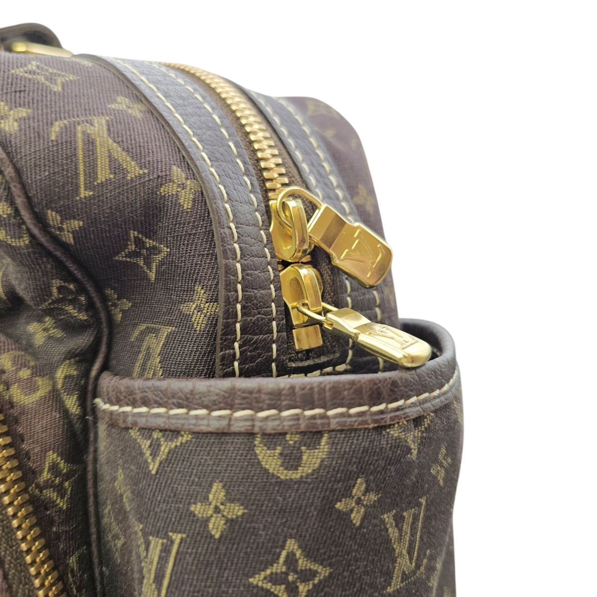 Lin Sac A Langer  Mini Brown Duffle Bag in Canvas Gold hardware