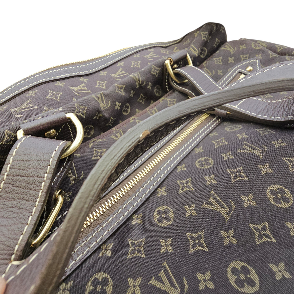 Lin Sac A Langer  Mini Brown Duffle Bag in Canvas Gold hardware