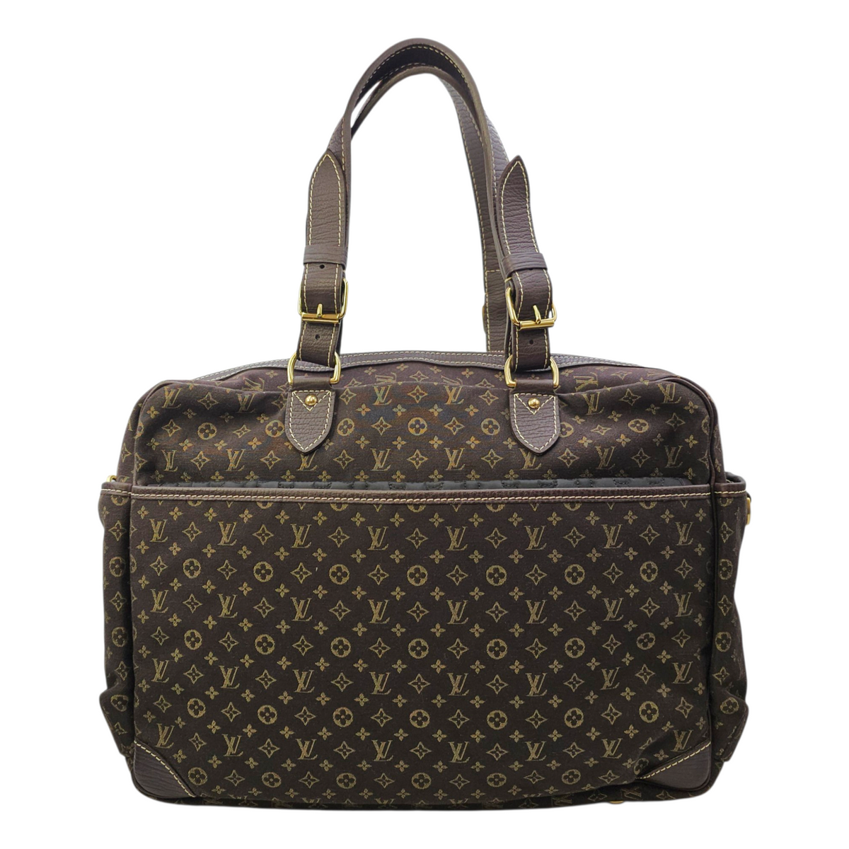 Lin Sac A Langer  Mini Brown Duffle Bag in Canvas Gold hardware
