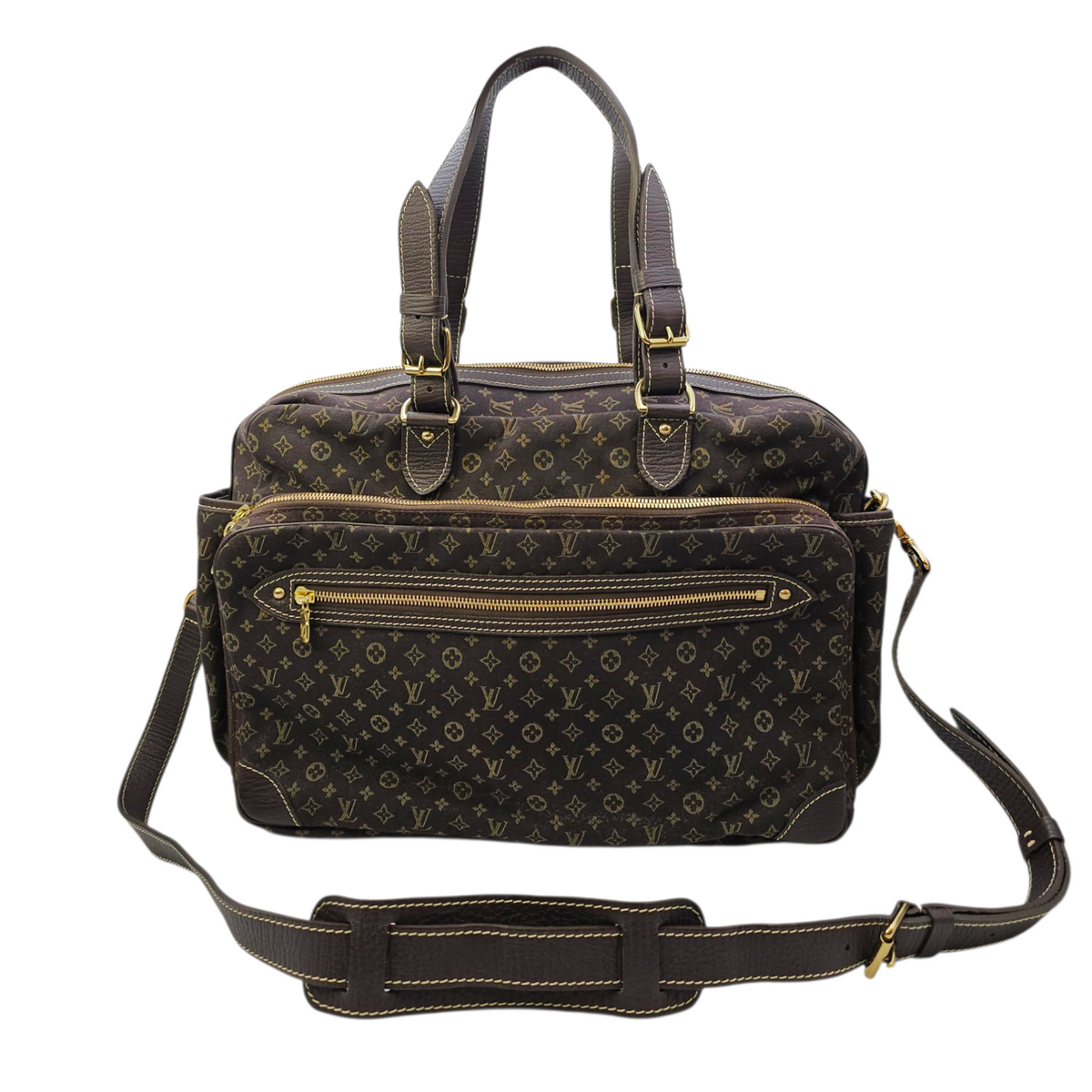 Lin Sac A Langer  Mini Brown Duffle Bag in Canvas Gold hardware