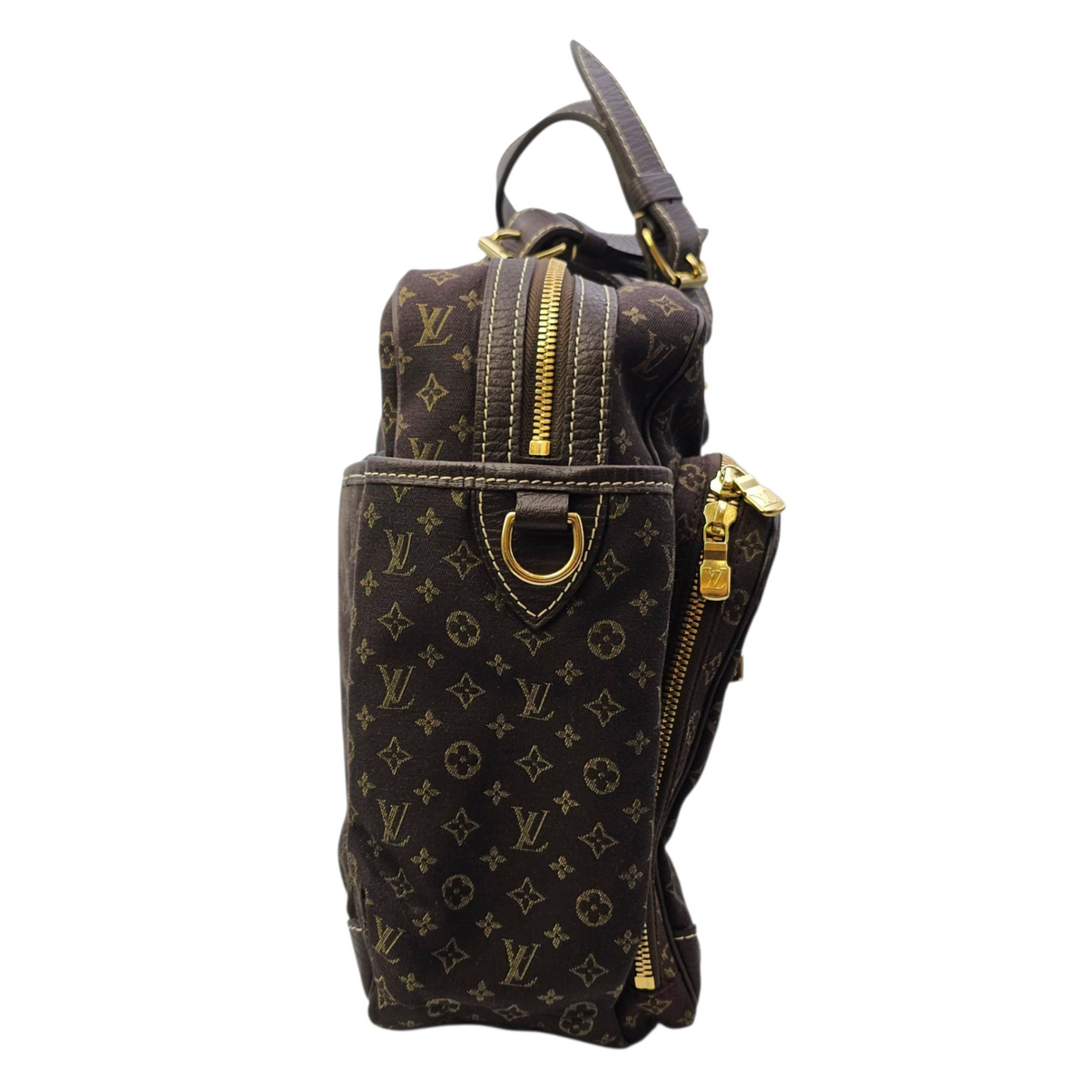 Lin Sac A Langer  Mini Brown Duffle Bag in Canvas Gold hardware