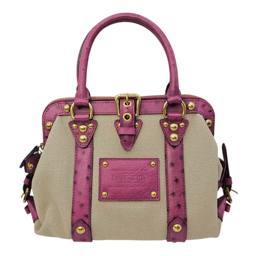 Limited Edition Sac De Nuit Toile Trianon  MM Beige Top Handle Bag in Canvas Gold hardware