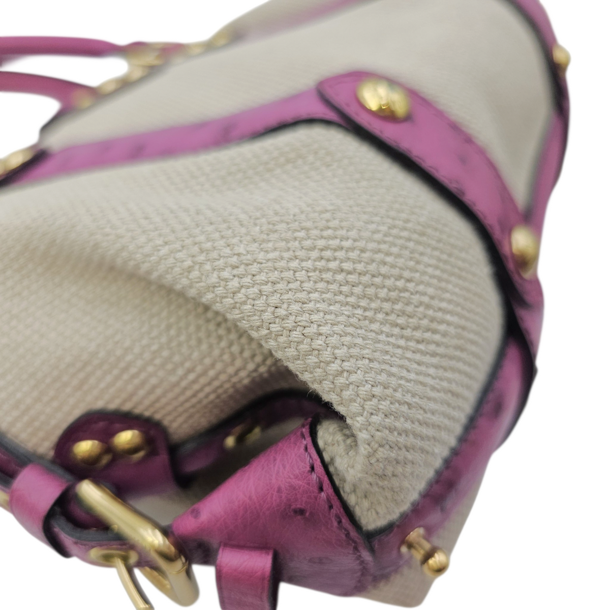 Limited Edition Sac De Nuit Toile Trianon  MM Beige Top Handle Bag in Canvas Gold hardware