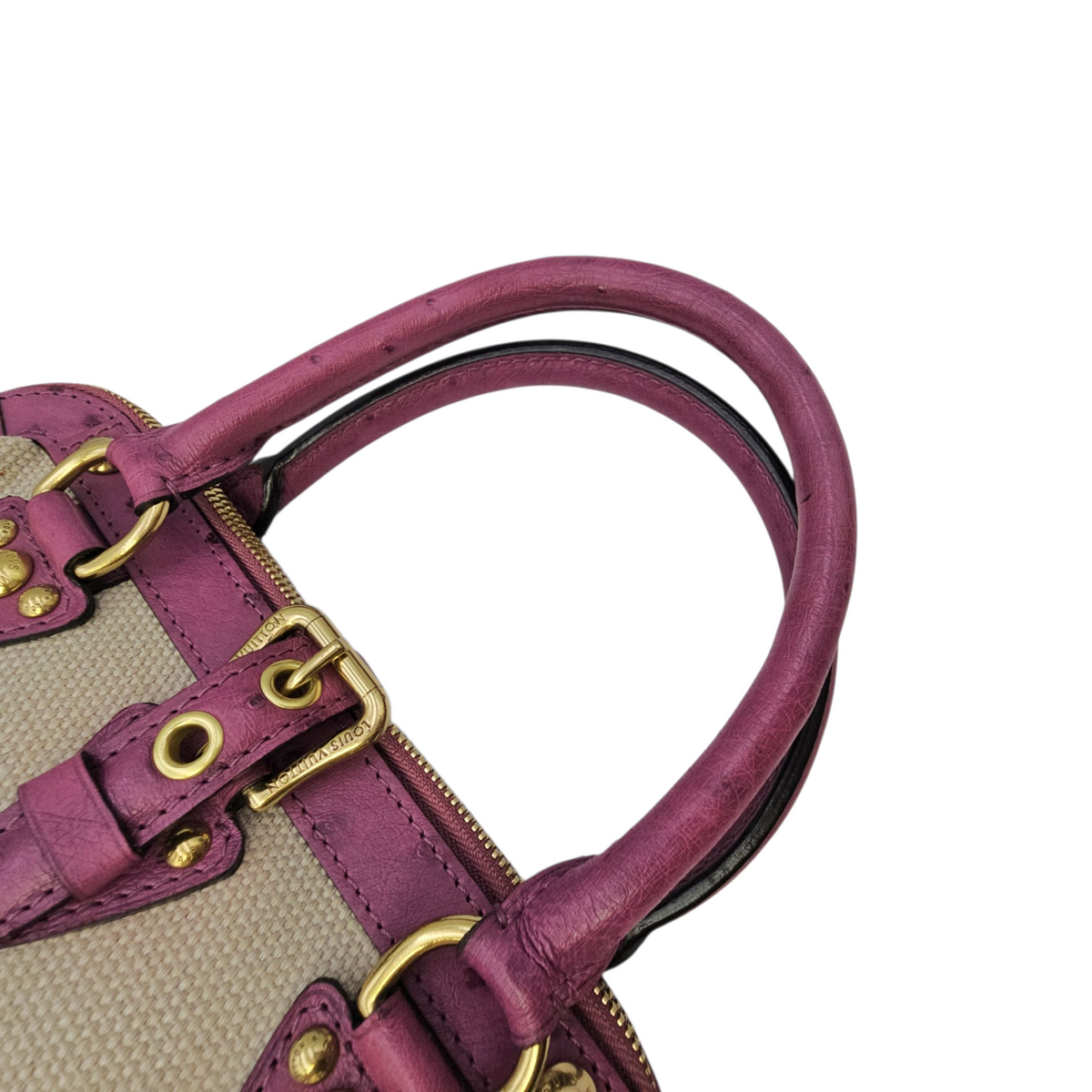 Limited Edition Sac De Nuit Toile Trianon  MM Beige Top Handle Bag in Canvas Gold hardware