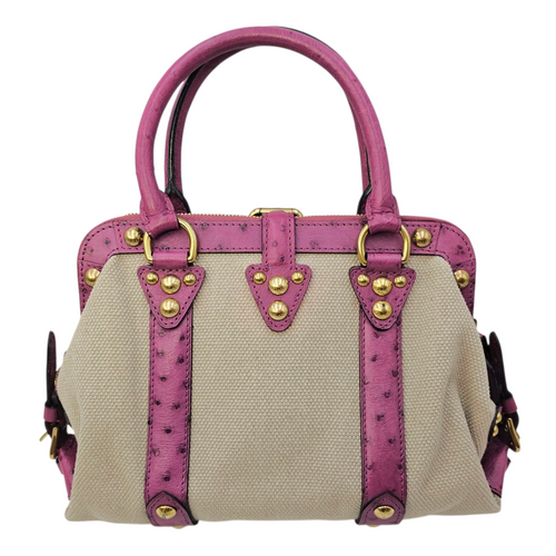 Limited Edition Sac De Nuit Toile Trianon  MM Beige Top Handle Bag in Canvas Gold hardware