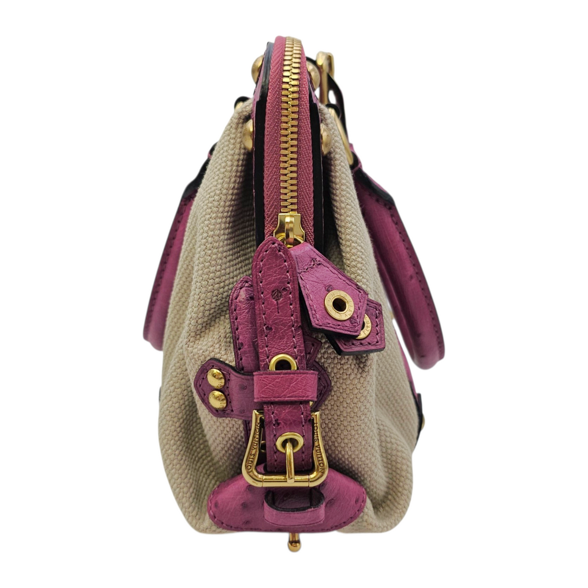 Limited Edition Sac De Nuit Toile Trianon  MM Beige Top Handle Bag in Canvas Gold hardware