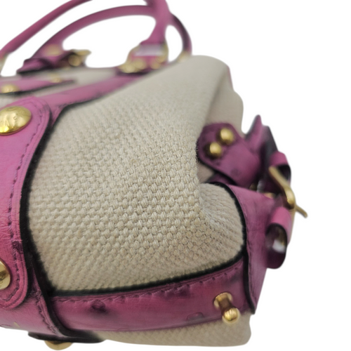 Limited Edition Sac De Nuit Toile Trianon  MM Beige Top Handle Bag in Canvas Gold hardware